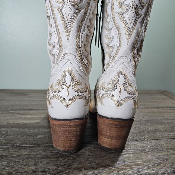 Durango Womens Crush Embroidered Leather Western Boots White Brown Size 9M - Picture 7 of 16